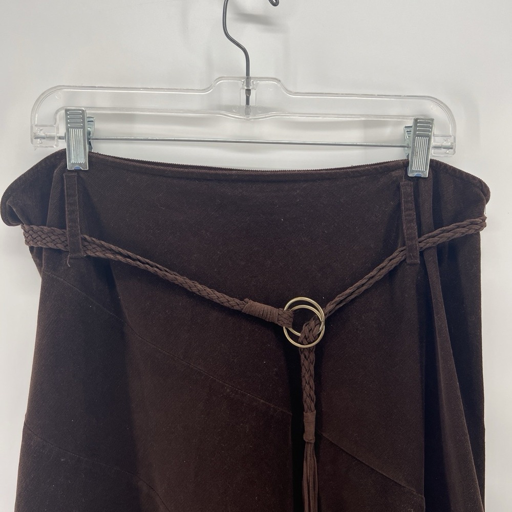 JM Collection Corduroy Maxi Skirt Sz 14 Chocolate Brown Stretch Cowgirl Western - Picture 2 of 12